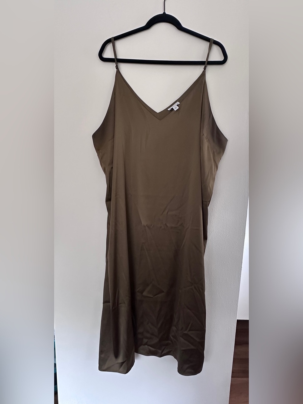 Olive Green Satin Slip Dress